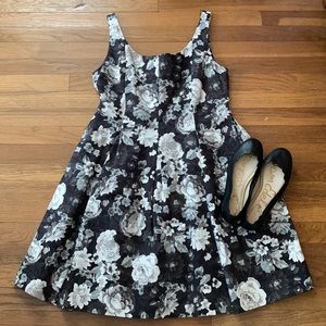 🌷GAP black/cream floral dress with pockets. Size 12.NWT.